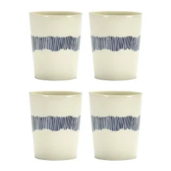 4 Tazas de té Ottolenghi Feast 33 cl, White stripes-blue