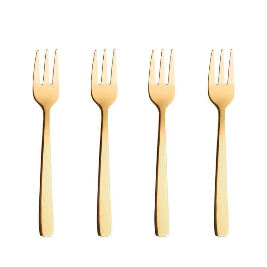 4 Tenedores para tarta Raw, Dorado