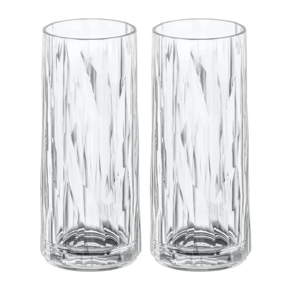 2 Vasos alargados Club No. 3 plástico 25 cl, Cristal transparente