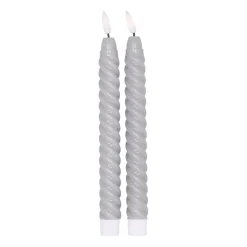 2 Velas LED Twisted 25 cm, gris