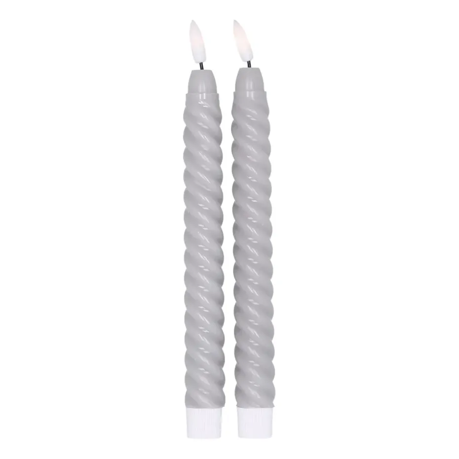 2 Velas LED Twisted 25 cm, gris