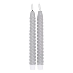 2 Velas LED Twisted 25 cm, gris