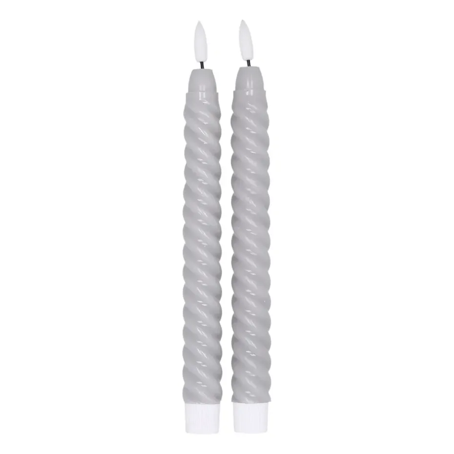 2 Velas LED Twisted 25 cm, gris