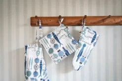 Agarrador Picknick 23x23 cm estampado pequeño, Azul-beige