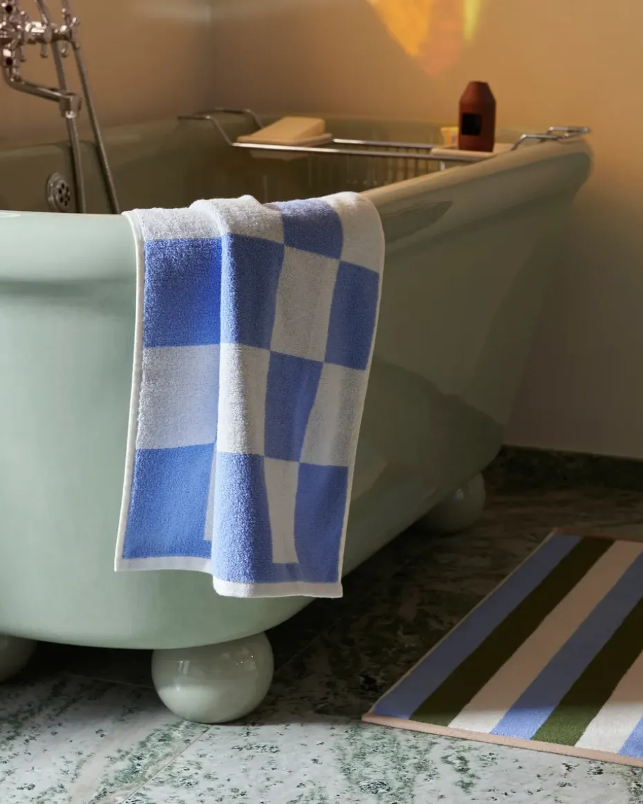 Alfombra de baño Check 50x90 cm, Sky blue