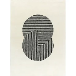 Alfombra de lana Circles blanco natural, 200x300 cm