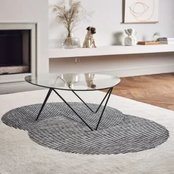 Alfombra de lana Circles blanco natural, 200x300 cm