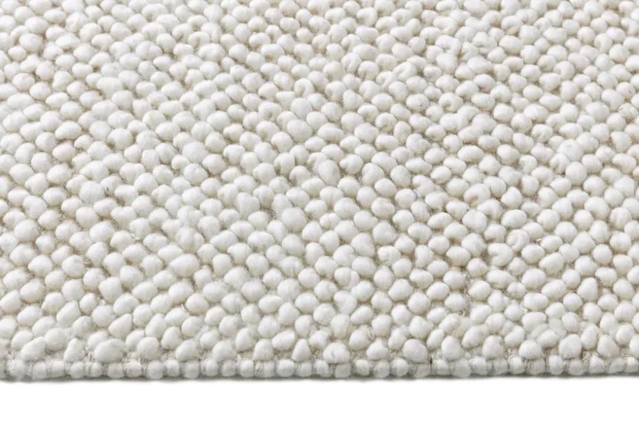 Alfombra de lana Flock blanco natural, 200x300 cm