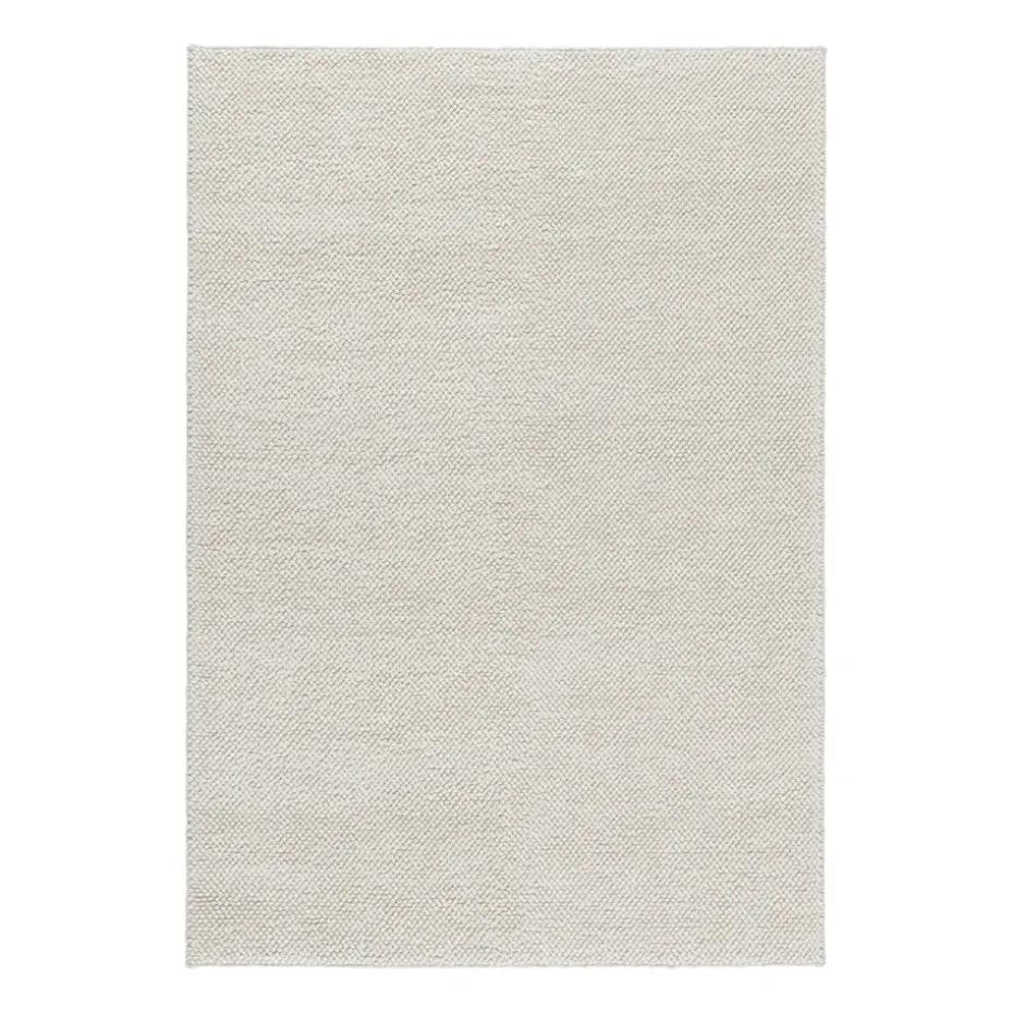 Alfombra de lana Flock blanco natural, 170x240 cm