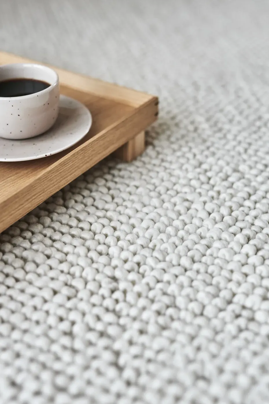 Alfombra de lana Flock blanco natural, 170x240 cm