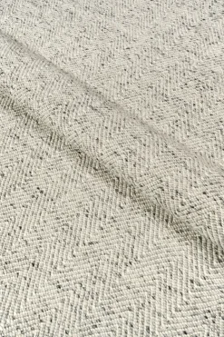Alfombra de lana Furrow blanco natural/gris, 80x240 cm