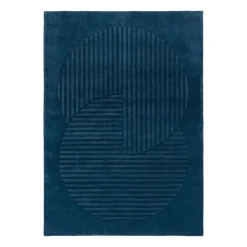 Alfombra de lana Levels circles azul, 200x300 cm