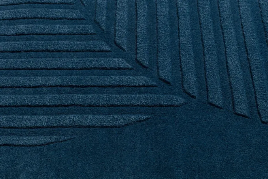 Alfombra de lana Levels circles azul, 200x300 cm