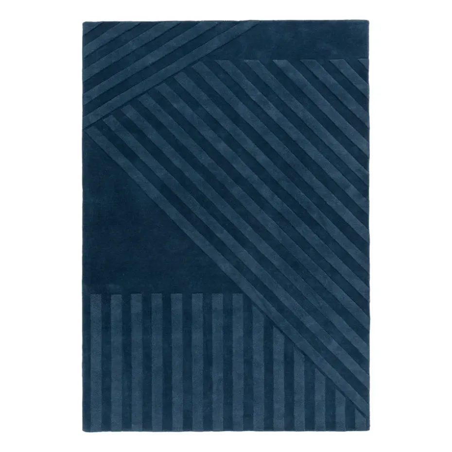 Alfombra de lana Levels stripes azul, 170x240 cm