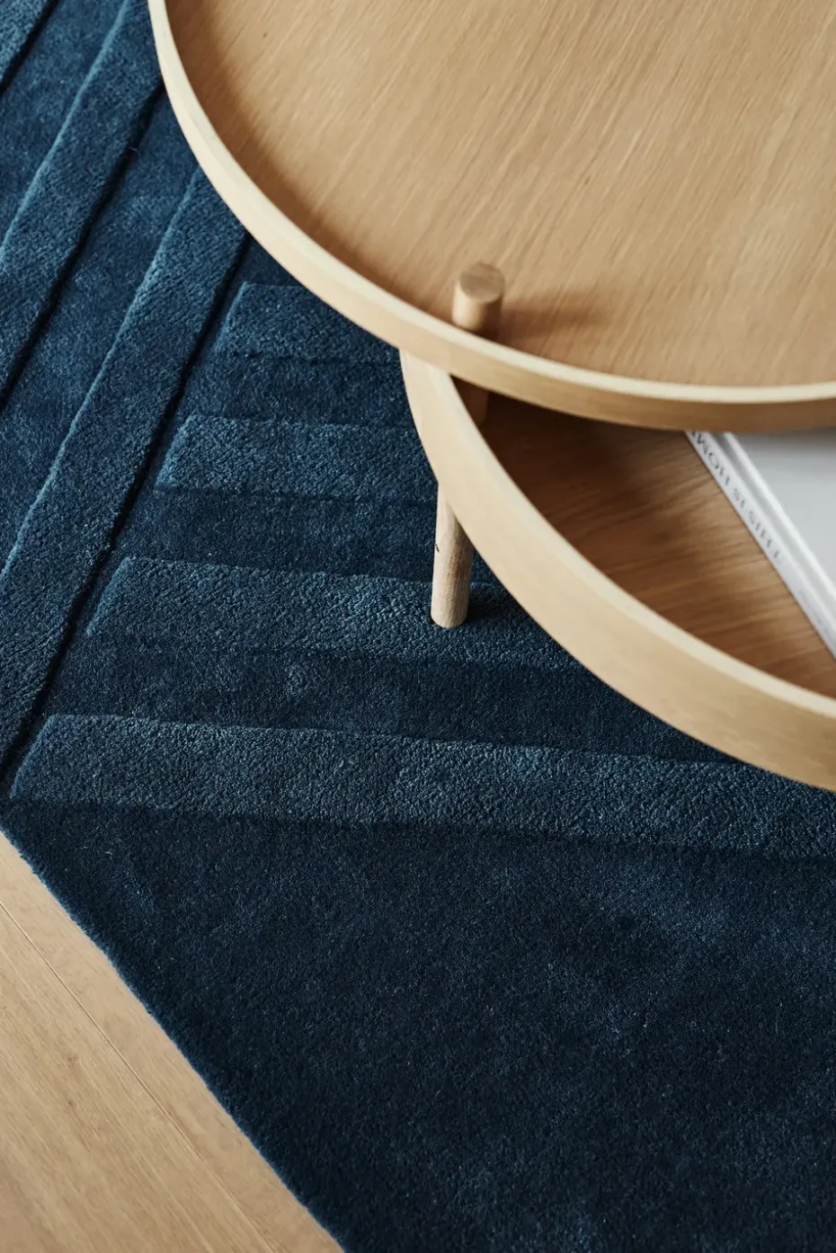 Alfombra de lana Levels stripes azul, 170x240 cm