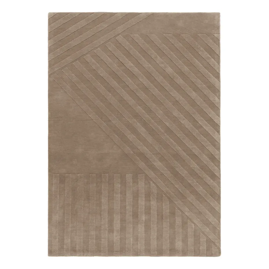 Alfombra de lana Levels stripes topo, 170x240 cm