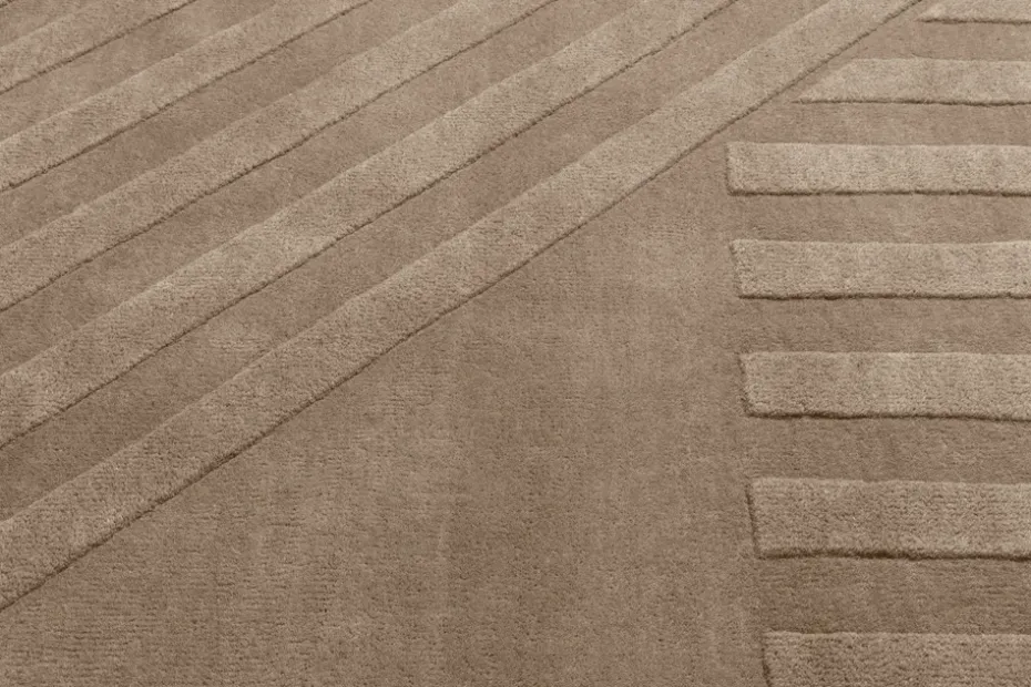 Alfombra de lana Levels stripes topo, 170x240 cm