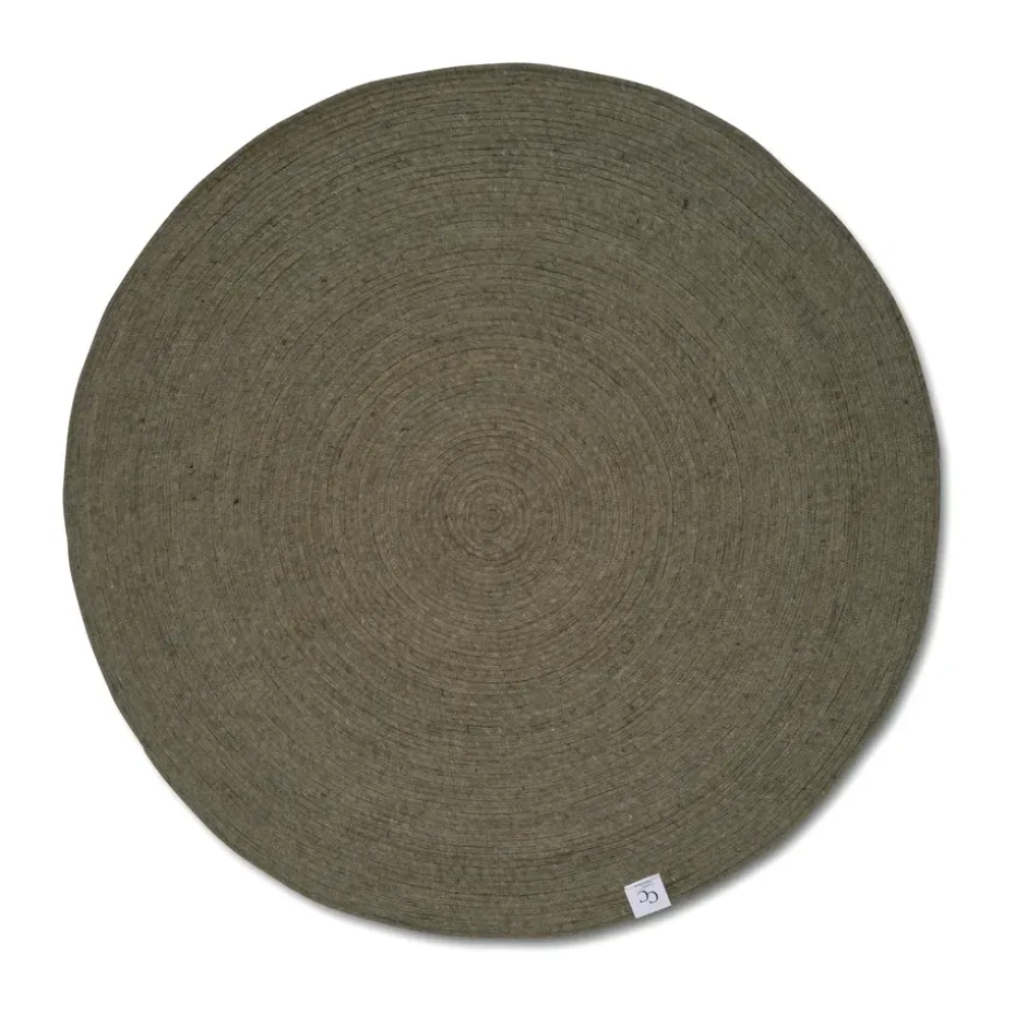 Alfombra de lana Merino redonda Ø240 cm, Dark green