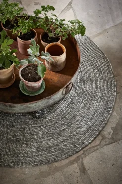 Alfombra de lana Merino redonda Ø160 cm, gris