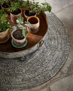 Alfombra de lana Merino redonda Ø200 cm, gris