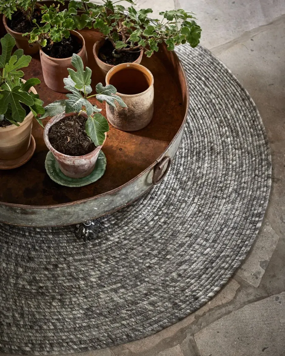 Alfombra de lana Merino redonda Ø200 cm, gris