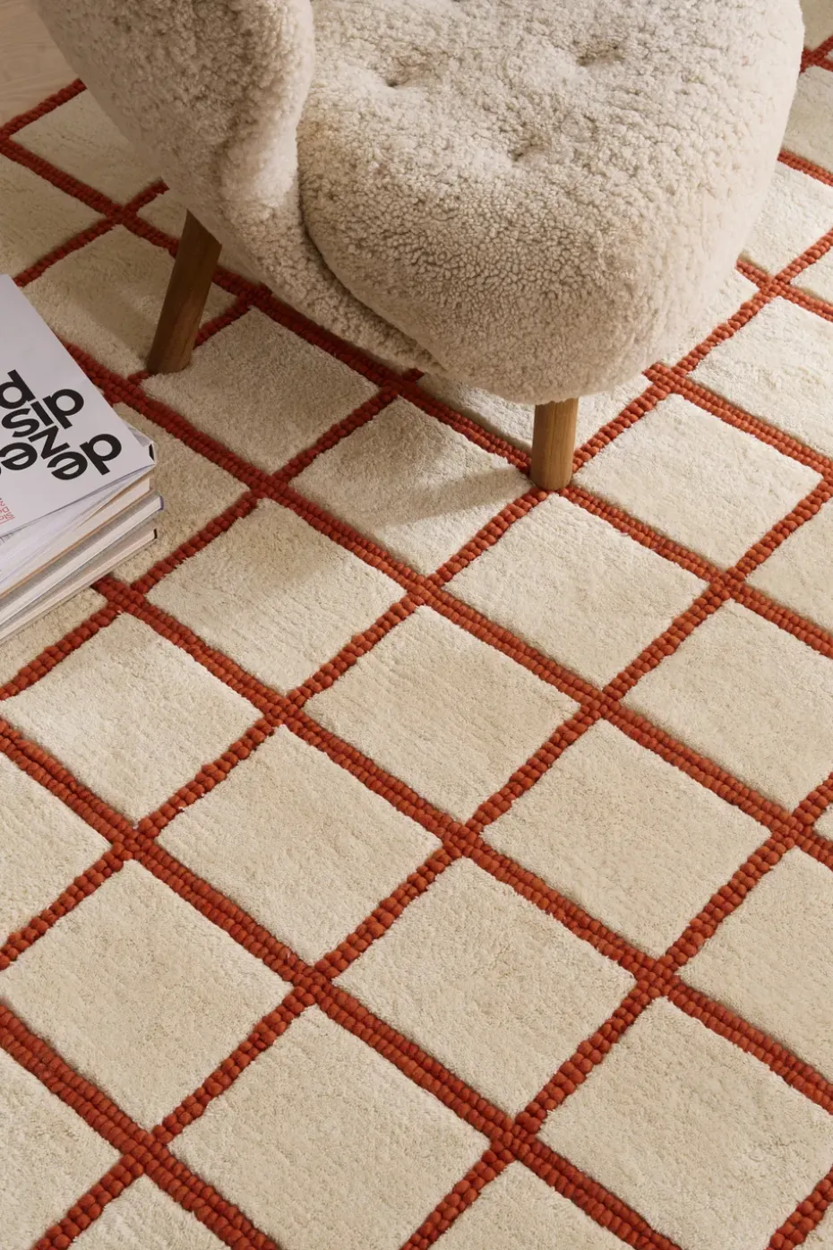 Alfombra de lana Pasture blanco natural/óxido, 170x240 cm