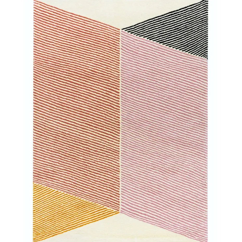 Alfombra de lana Rectangles rosa, 200x300 cm