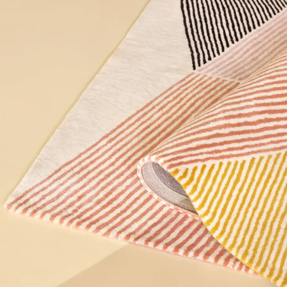 Alfombra de lana Rectangles rosa, 200x300 cm
