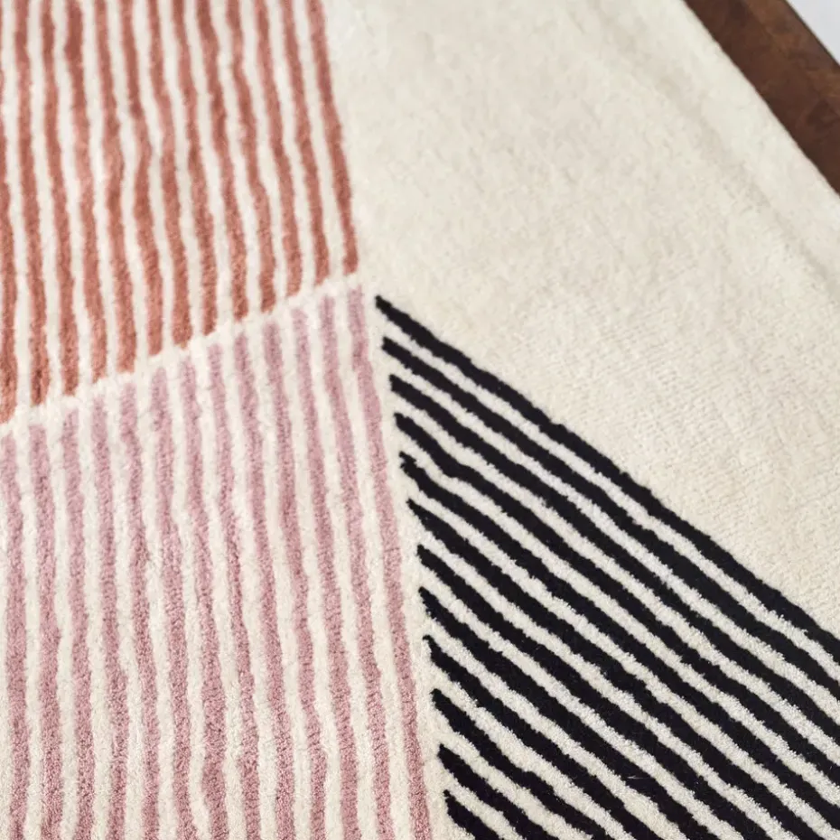 Alfombra de lana Rectangles rosa, 200x300 cm