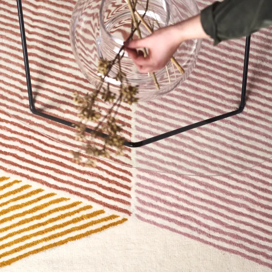 Alfombra de lana Rectangles rosa, 200x300 cm