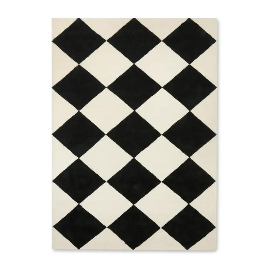 Alfombra de lana Tenman 200x300 cm, Black-white