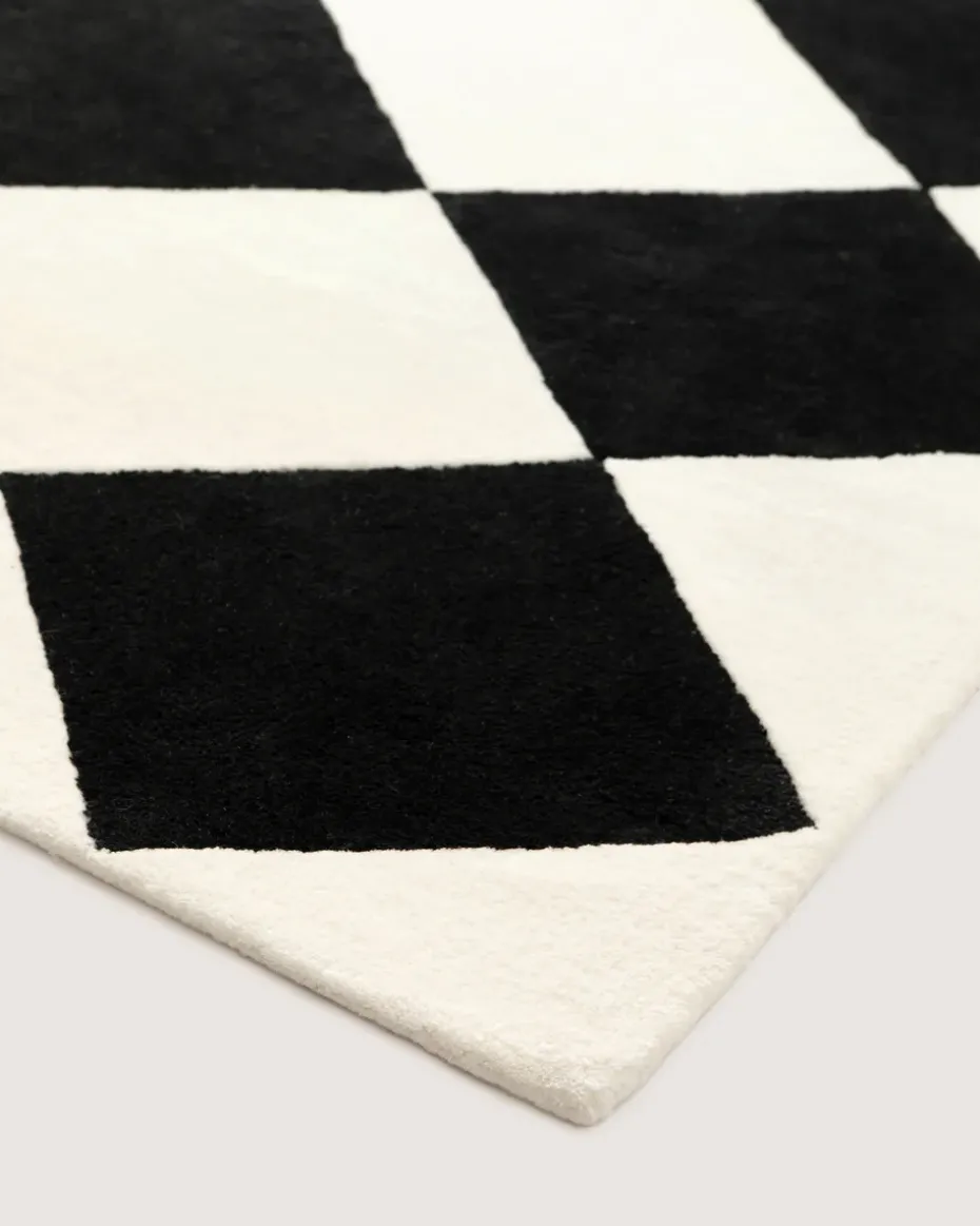 Alfombra de lana Tenman 200x300 cm, Black-white