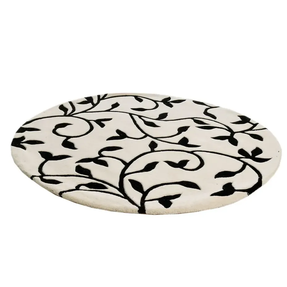 Alfombra Grow blanco-negro redonda, Ø 140 cm