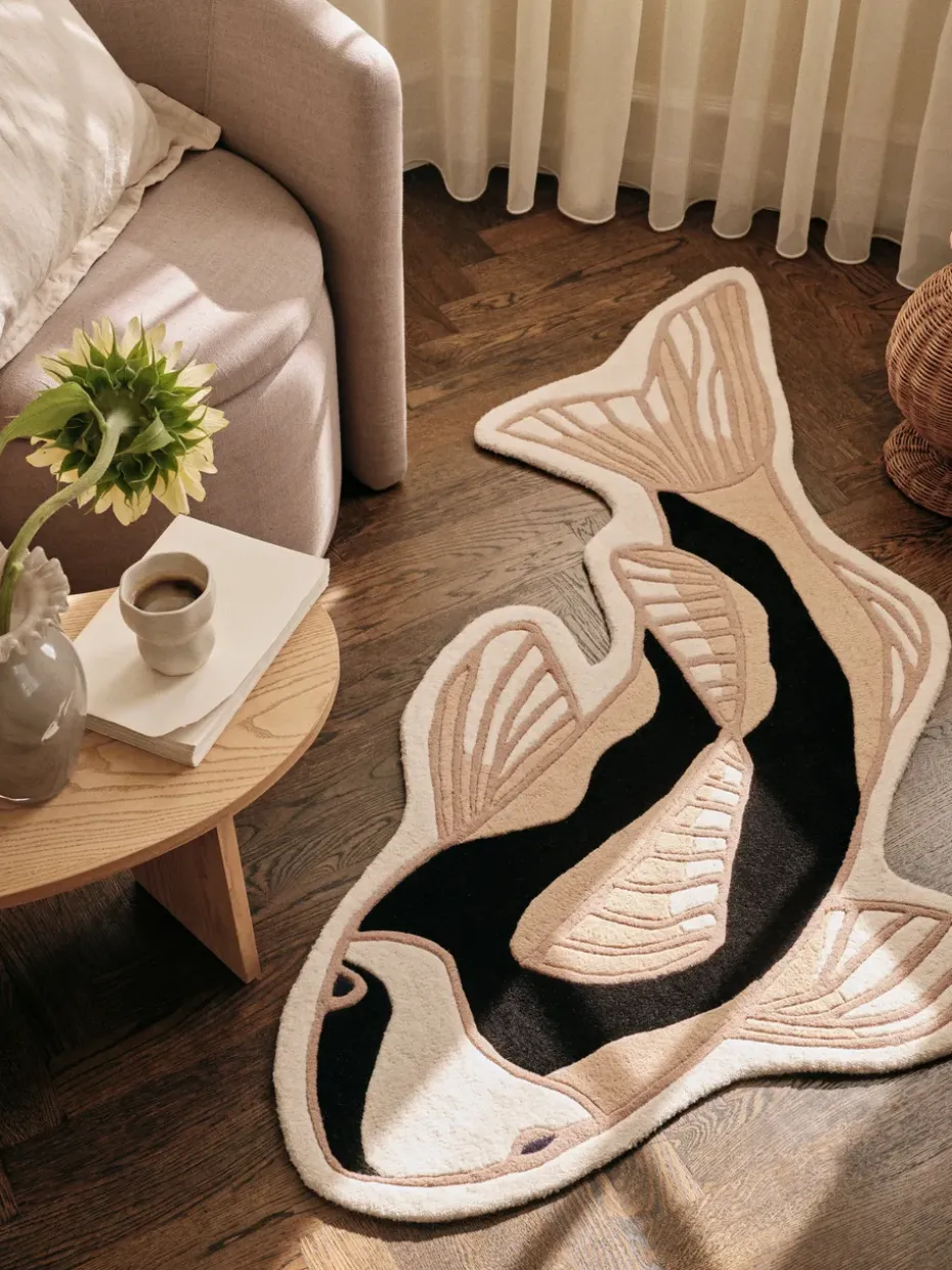 Alfombra Koi 97x130 cm, Black-beige