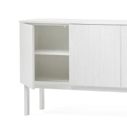 Aparador Beam, Gris claro, base de roble aceitado blanco