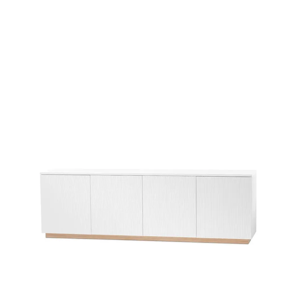 Aparador Beam, Lacado blanco, base de roble aceitado blanco
