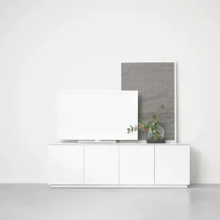 Aparador Beam, Lacado blanco, base blanca