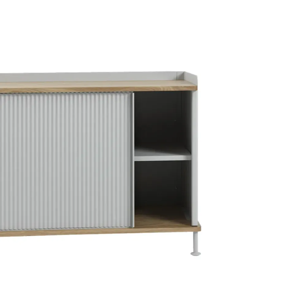 Aparador Enfold Low, Black-Oak-Metal