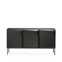 Aparador Stairs 3 puertas, Roble tintado negro 150x80x46 cm