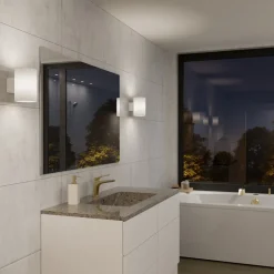 Aplique de pared Evoke L, Blanco-vidrio opalino