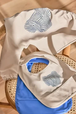 Babero Erik Elefant 2 piezas, Beige-azul