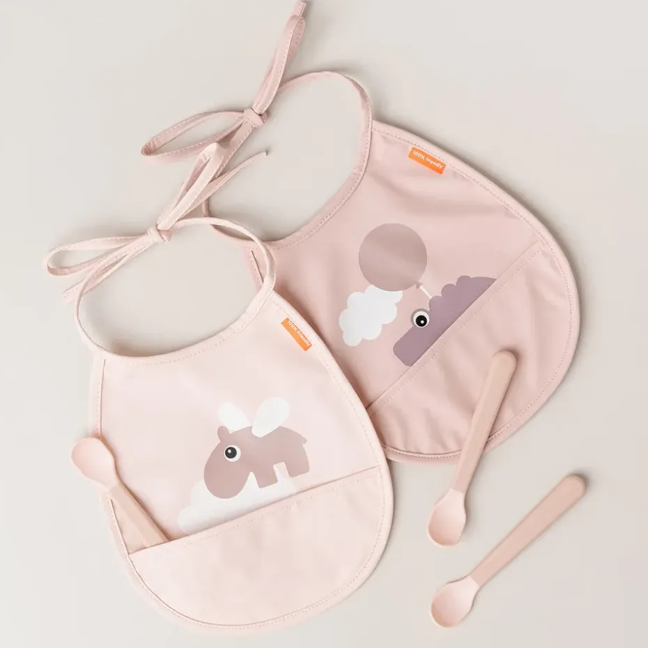 Baberos Happy Clouds Tiny 2-pack, Powder