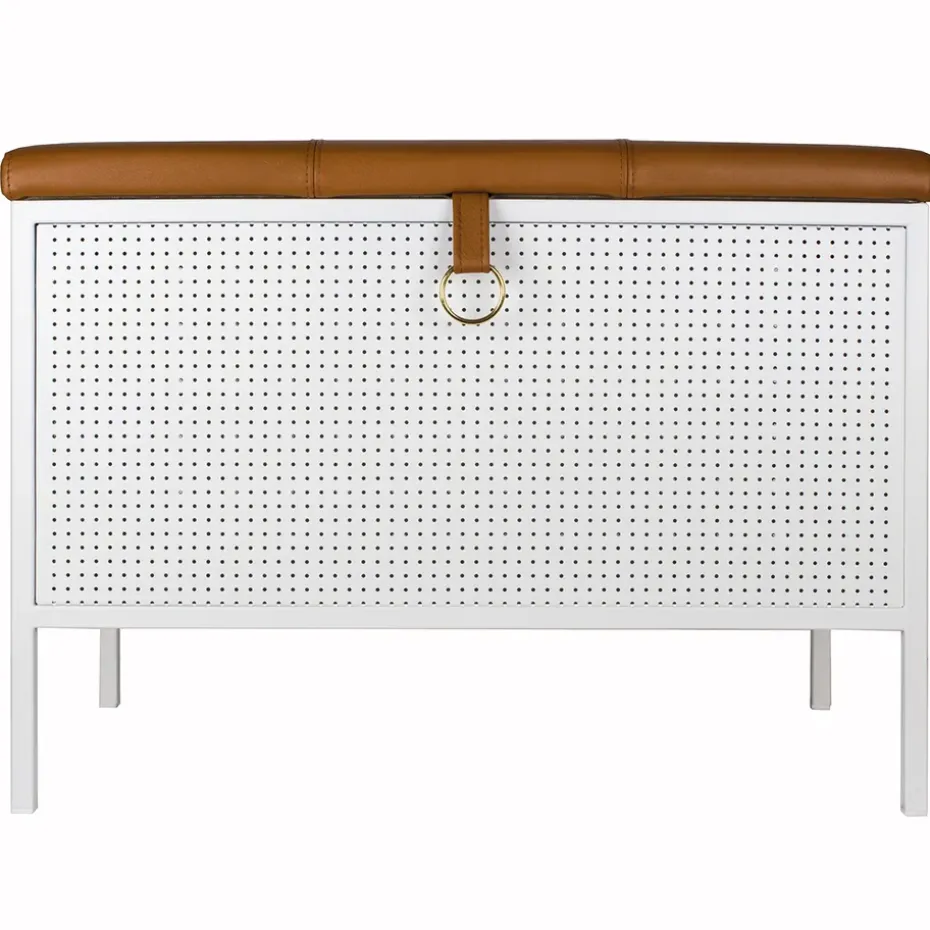 Banco con cajón Frank, Blanco-coñac