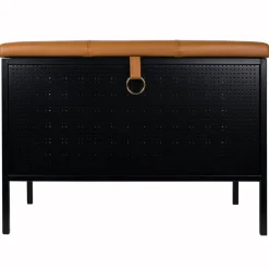 Banco con cajón Frank, Negro-coñac