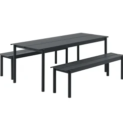 Banco de acero Linear steel bench 170 cm, Black