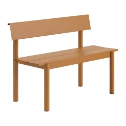 Banco Linear Steel con respaldo, Naranja quemado, 110×34 cm