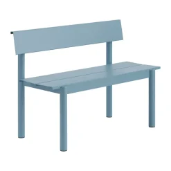 Banco Linear Steel con respaldo, Azul pálido, 110×34 cm