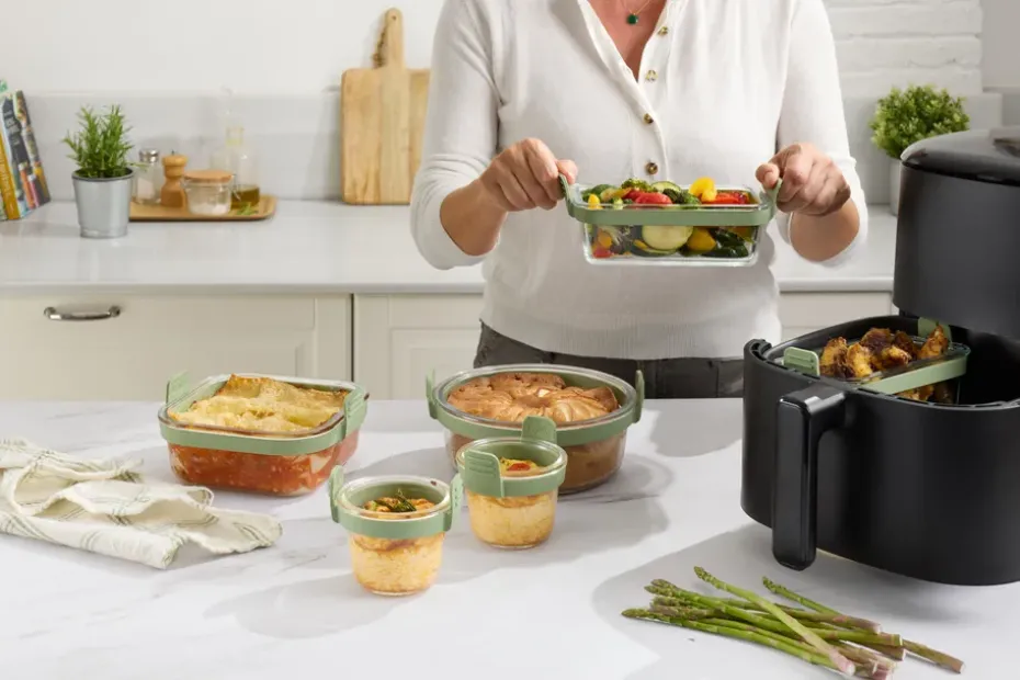 Bandeja de vidrio rectangular para Air fryer Lékué , pack de 2, Transparente