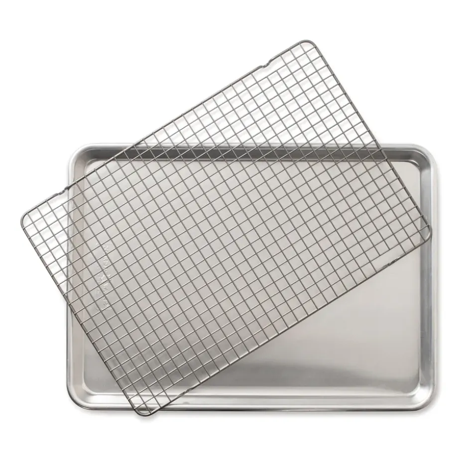 Bandeja para hornear con parrilla Nordic Ware naturals, 32,7x45,4 cm