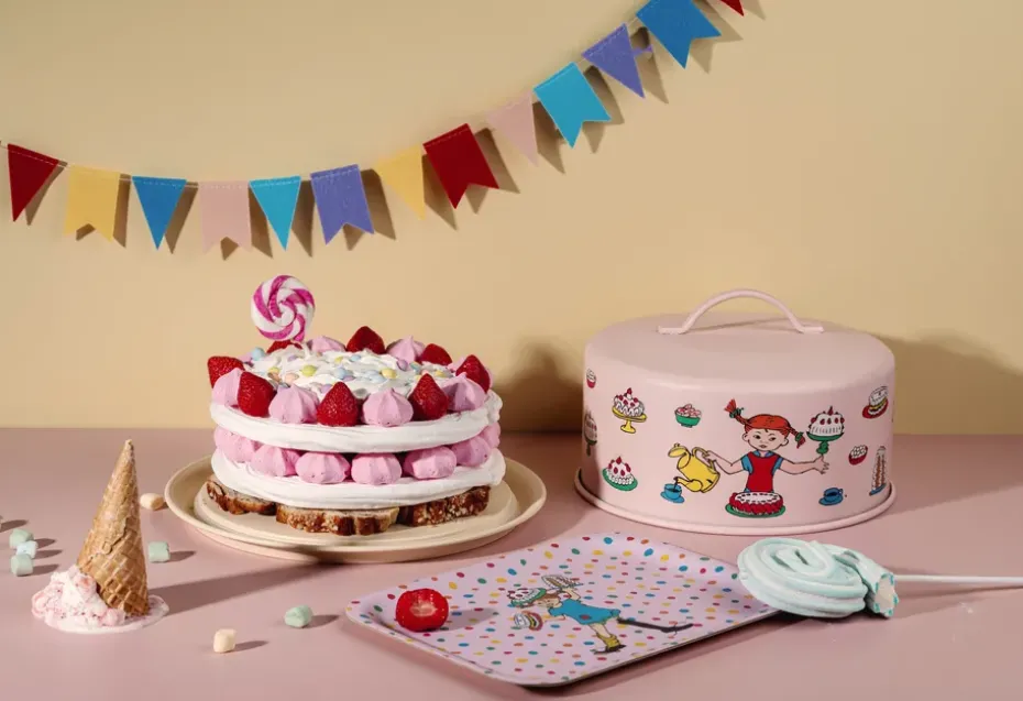 Bandeja para pasteles con cúpula Pippi, Cumpleaños
